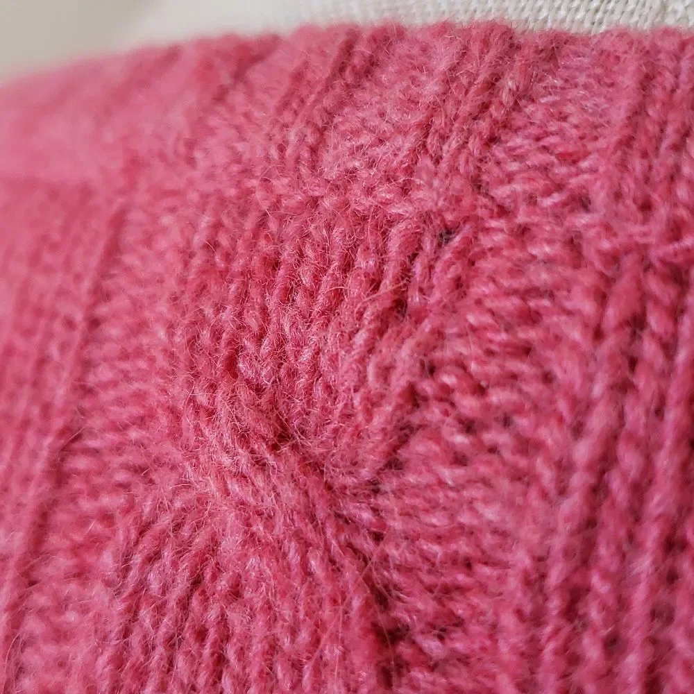 J.Crew Merino Wool Cashmere Angora Cableknit Sweater | Heather Red Pink | Size S